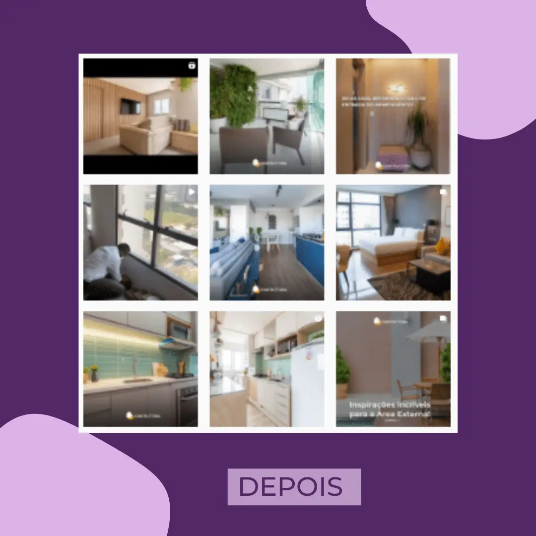 Feed do Instagram da Construttoria depois, com projetos e dicas de decoração