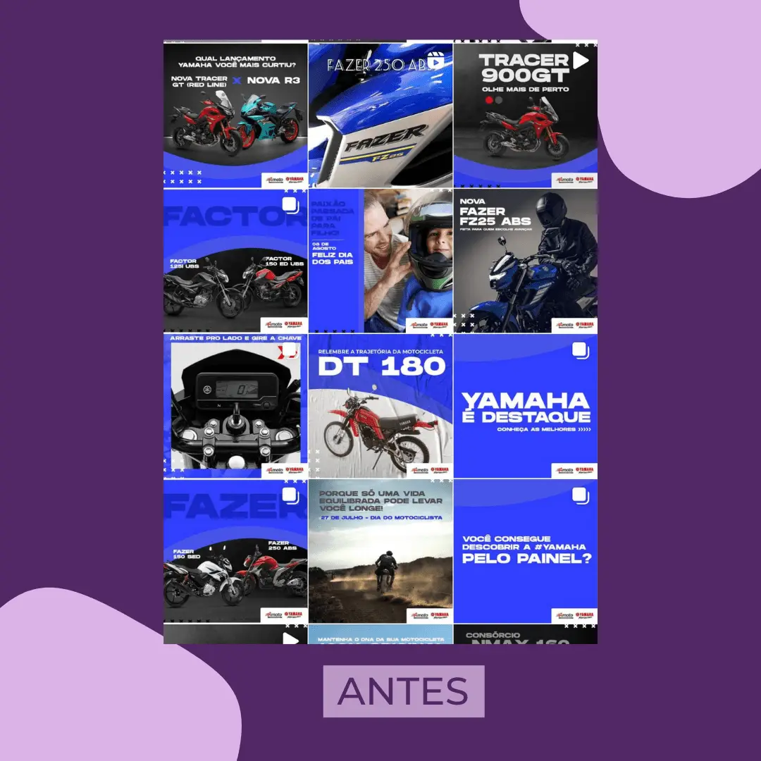 Feed do Instagram da Amoto Yamaha antes do trabalho da Ifinnity
